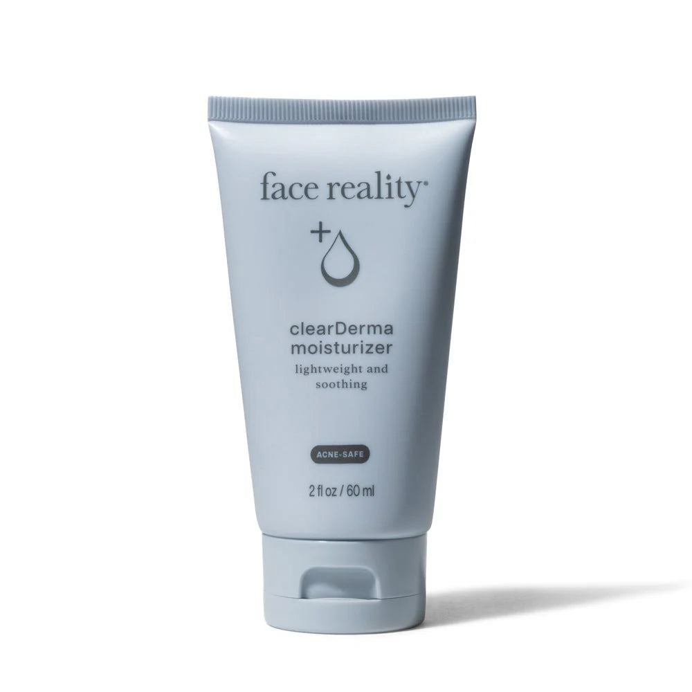 Tube of face reality clearDerma moisturizer on a white background