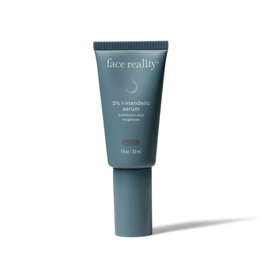 Tube of 5% l-mandelic serum for exfoliating and brightening skincare, 30 ml