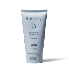 Tube of face reality clearDerma moisturizer on a white background