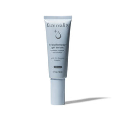 Tube of hydraRemedy gel serum for acne-prone skin on white background